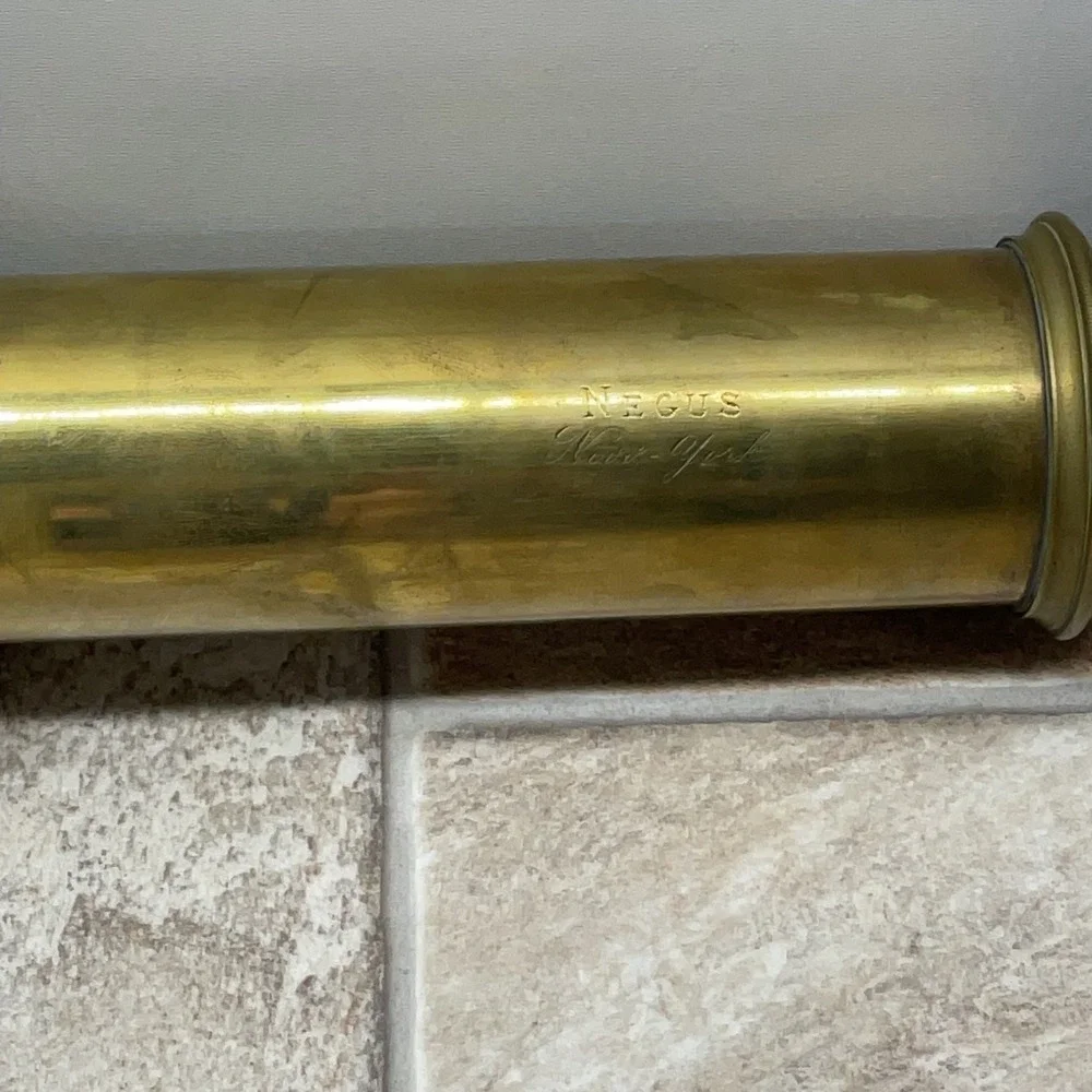 Antique Negus New York Brass Spyglass Nautical Telescope 35 Inch Single Draw